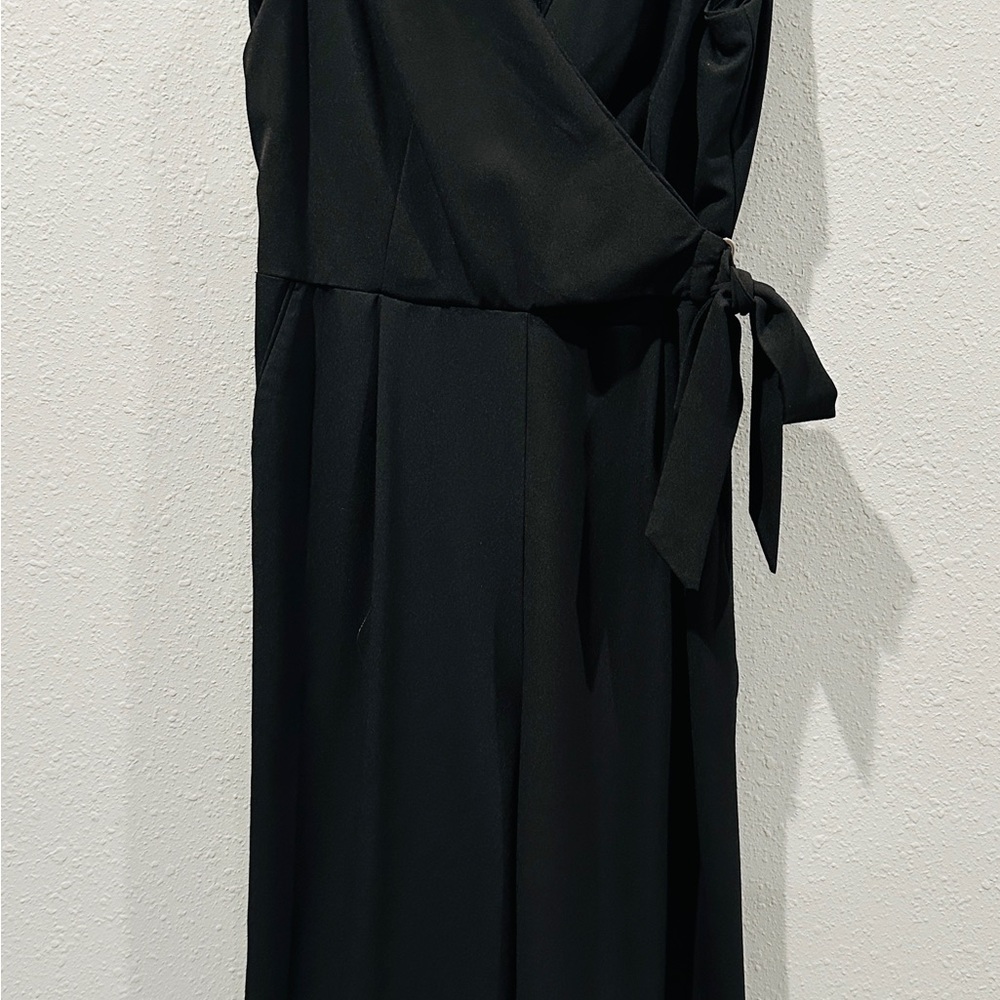 Cato Black Sleeveless Waist-Tied Wrap Jumpsuit - Size 8